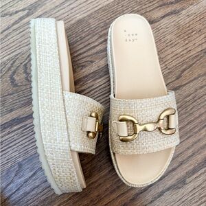 A New Day Women's Tan Woven Mules